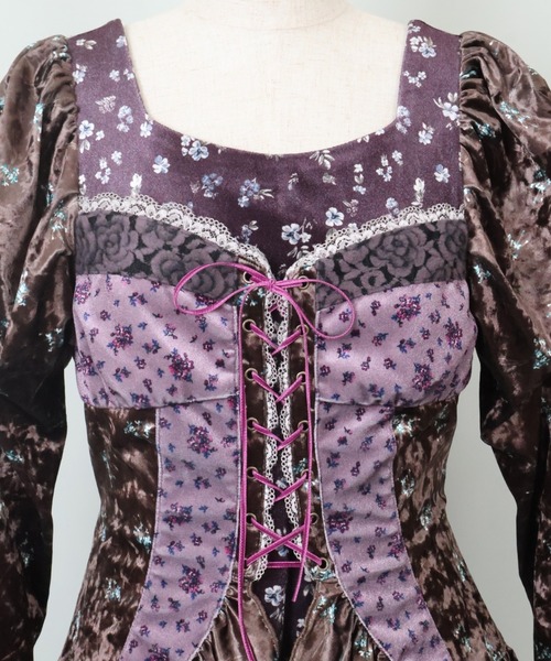 rurumu:（ルルムウ）の「rurumu:/ルルムウ/velour lace up mini dress（ワンピース・レディース・ブラウン/アイボリー/ブルー系その他・F）」の21枚目の写真