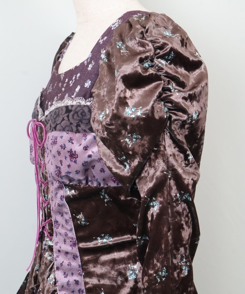 rurumu:（ルルムウ）の「rurumu:/ルルムウ/velour lace up mini dress（ワンピース・レディース・ブラウン/アイボリー/ブルー系その他・F）」の22枚目の写真