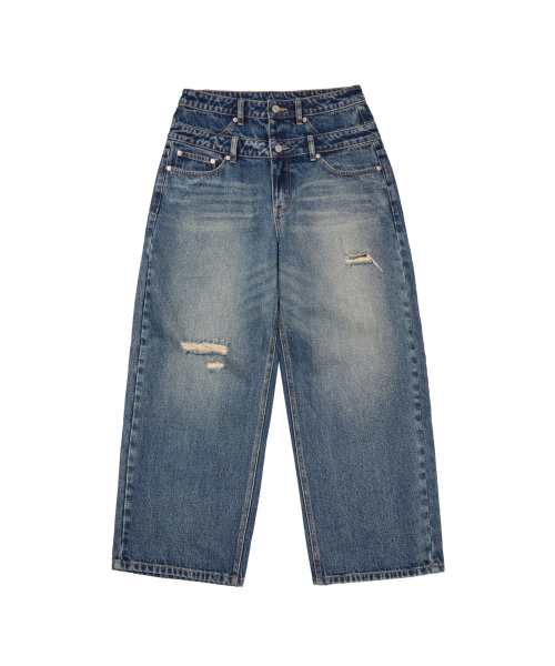 AAKAM(アーカム)の「Double Layer Denim Pants (Blue)(デニムパンツ・レディース・その他・1/2)」の2枚目の写真