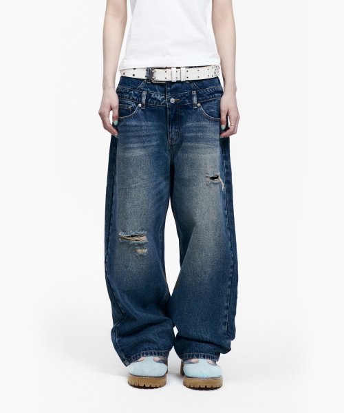 AAKAM(アーカム)の「Double Layer Denim Pants (Blue)(デニムパンツ・レディース・その他・1/2)」の3枚目の写真