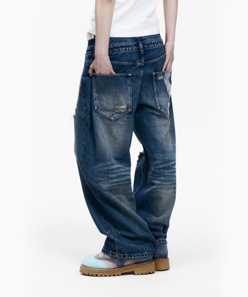 AAKAM(アーカム)の「Double Layer Denim Pants (Blue)(デニムパンツ・レディース・その他・1/2)」の5枚目の写真