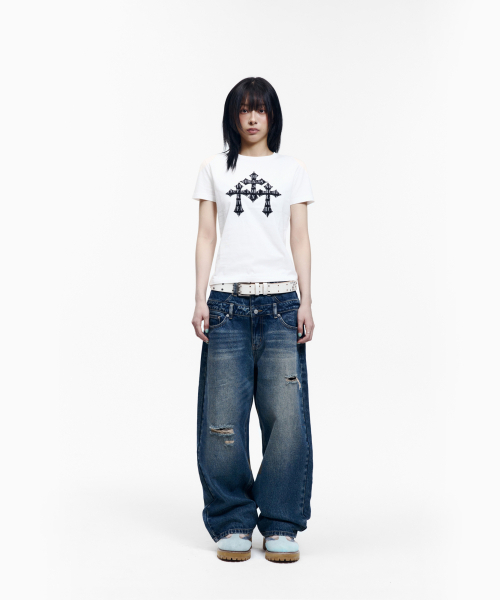AAKAM(アーカム)の「Double Layer Denim Pants (Blue)(デニムパンツ・レディース・その他・1/2)」の6枚目の写真