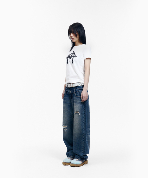 AAKAM(アーカム)の「Double Layer Denim Pants (Blue)(デニムパンツ・レディース・その他・1/2)」の7枚目の写真