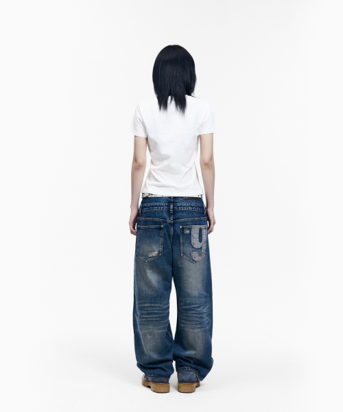 AAKAM(アーカム)の「Double Layer Denim Pants (Blue)(デニムパンツ・レディース・その他・1/2)」の8枚目の写真