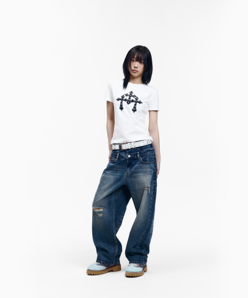 AAKAM(アーカム)の「Double Layer Denim Pants (Blue)(デニムパンツ・レディース・その他・1/2)」の9枚目の写真