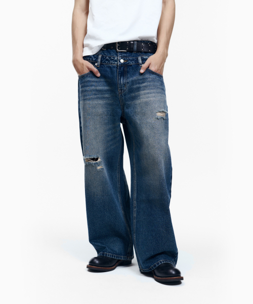 AAKAM(アーカム)の「Double Layer Denim Pants (Blue)(デニムパンツ・レディース・その他・1/2)」の10枚目の写真