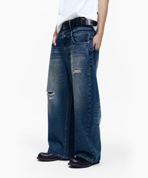 AAKAM(アーカム)の「Double Layer Denim Pants (Blue)(デニムパンツ・レディース・その他・1/2)」の11枚目の写真