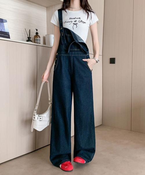 FAVORITO(ファヴォリート)の「デニムサロペット(サロペット/オーバーオール・レディース・ダークブルー・S/XL/L/M)」の1枚目の写真