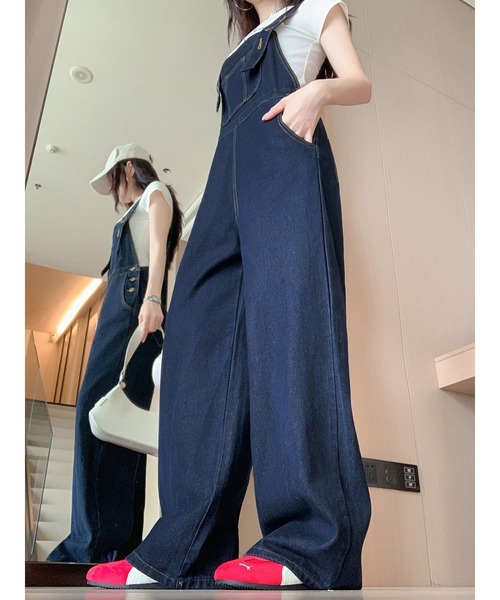 FAVORITO(ファヴォリート)の「デニムサロペット(サロペット/オーバーオール・レディース・ダークブルー・S/XL/L/M)」の2枚目の写真