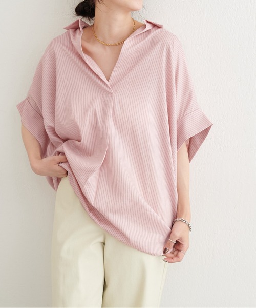 LARUTA（ラルータ）の「【LARUTA】とろなめらかスキッパー半袖シャツ（シャツ/ブラウス・レディース・ライム/ダークブラウン/その他2/その他1・FREE）」の16枚目の写真