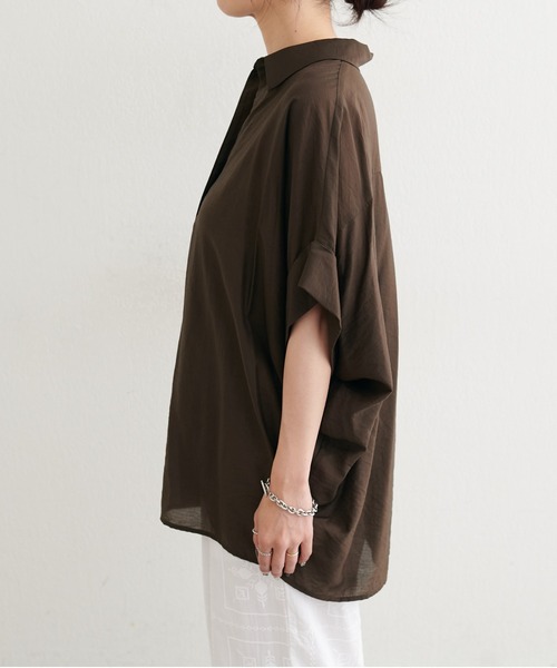 LARUTA（ラルータ）の「【LARUTA】とろなめらかスキッパー半袖シャツ（シャツ/ブラウス・レディース・ライム/ダークブラウン/その他2/その他1・FREE）」の10枚目の写真