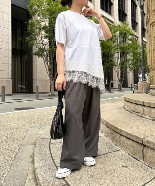 Jena espace merveilleux(ジェナ エスパスメルヴェイユ)の「裾レース切替カットソー(Tシャツ/カットソー・レディース・ベージュ/ブラック/オフホワイト・FREE)」の7枚目の写真