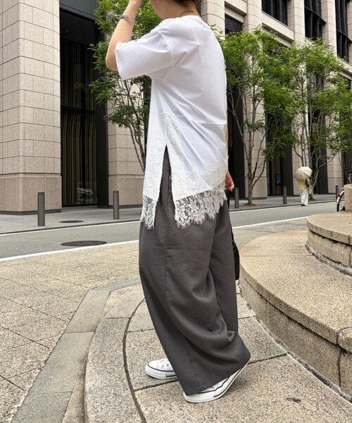 Jena espace merveilleux(ジェナ エスパスメルヴェイユ)の「裾レース切替カットソー(Tシャツ/カットソー・レディース・ベージュ/ブラック/オフホワイト・FREE)」の8枚目の写真
