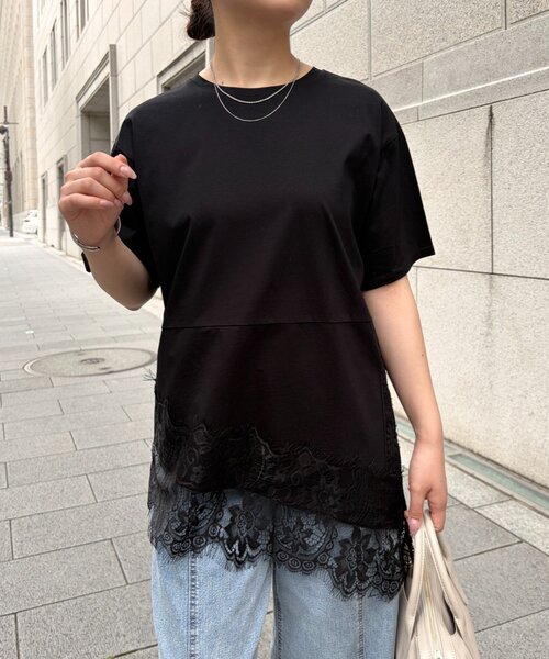 Jena espace merveilleux(ジェナ エスパスメルヴェイユ)の「裾レース切替カットソー(Tシャツ/カットソー・レディース・ベージュ/ブラック/オフホワイト・FREE)」の16枚目の写真