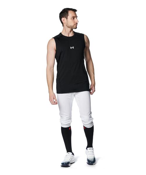 UNDER ARMOUR（アンダーアーマー）の「UAヒートギア コンフォート フィッティド スリーブレス クルーネック シャツ（ベースボール/メンズ）（Tシャツ/カットソー・メンズ・ブラック・L/2XL/3XL/XL）」の3枚目の写真