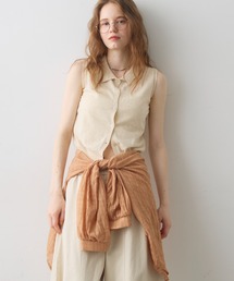 sleeve less knit polo tops / スリーブレスニットポロトップス