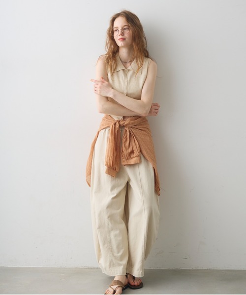 Crisp(クリスプ)の「sleeve less knit polo tops / スリーブレスニットポロトップス(ポロシャツ・レディース・ナチュラル/ネイビー・FREE)」の4枚目の写真