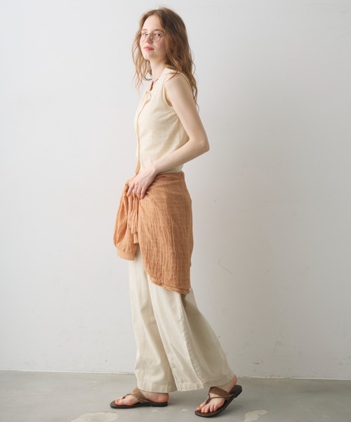 Crisp(クリスプ)の「sleeve less knit polo tops / スリーブレスニットポロトップス(ポロシャツ・レディース・ナチュラル/ネイビー・FREE)」の11枚目の写真