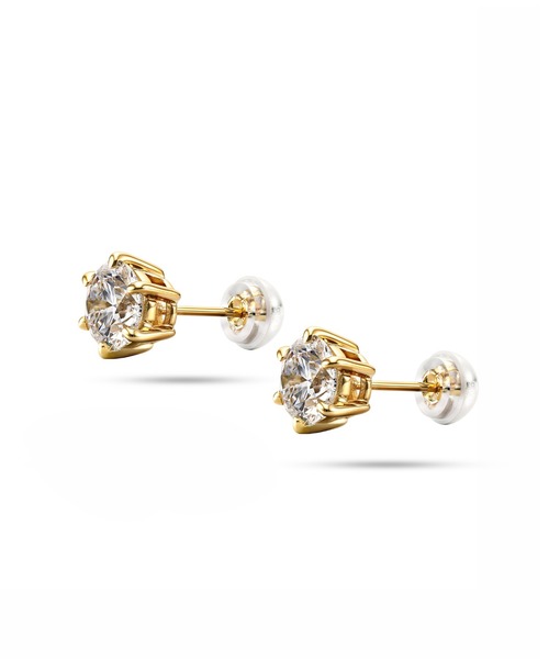 UNITED JEWELS（ユナイテッドジュエルズ）の「K18 ラボグロウンダイヤモンド ピアス（ラウンド）（ピアス（両耳用）・レディース・イエローゴールド・FREE）」の2枚目の写真