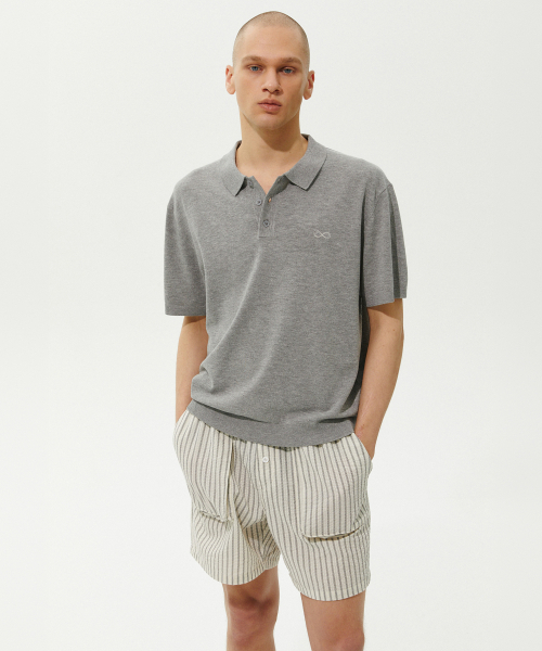 PLAC(プラック)の「ボタンカラー半袖ニット2色(ニット/セーター・メンズ・グレー/ブラック・X-LARGE/LARGE/MEDIUM)」の4枚目の写真