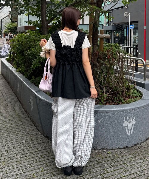 CIAOPANIC（チャオパニック）の「【ドット柄/無地】くしゅくしゅシャーリングノースリーブチュニック（シャツ/ブラウス・レディース・ホワイト/ホワイト系その他/ブラック系その他/ブラック・ONE SIZE）」の17枚目の写真