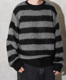 TOWNCRAFT / タウンクラフト MOHAIIR JAQUARD BORDER CREW モヘア ジャガード ボーダークルーネック