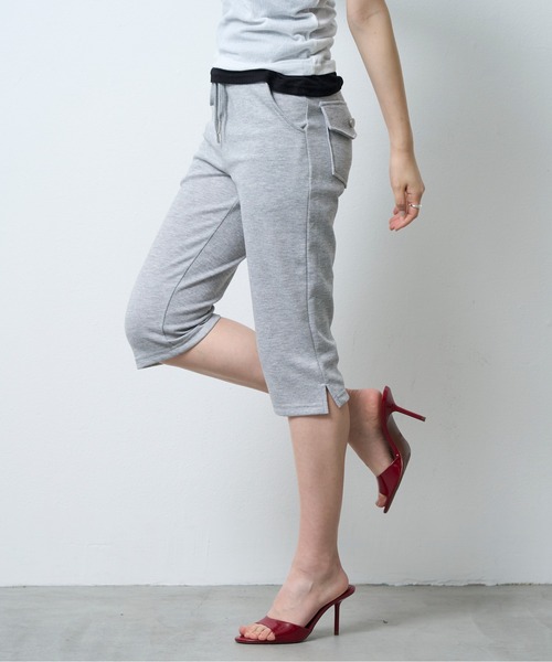 celon side slit slim pants カプリパンツ セール】Slit Capri Pocket Pants / スリットカプリパンツ ポケット