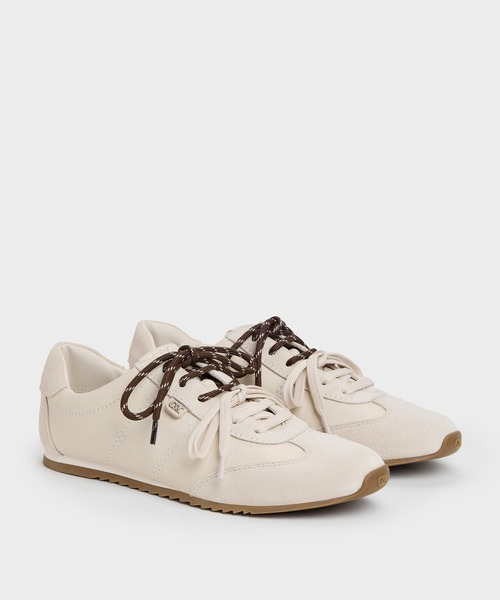 CHARLES & KEITH(チャールズ & キース)の「Jace ジェイス レザー&スエード スニーカー(スニーカー・レディース・ダークブラウン/オフホワイト/ピンク・22.5cm/23cm/23.5cm/24.5cm/25cm/25.5cm)」の9枚目の写真