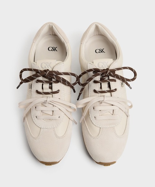 CHARLES & KEITH(チャールズ & キース)の「Jace ジェイス レザー&スエード スニーカー(スニーカー・レディース・ダークブラウン/オフホワイト/ピンク・22.5cm/23cm/23.5cm/24.5cm/25cm/25.5cm)」の6枚目の写真