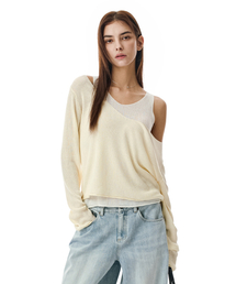 V Neck Layered Knit Set [BUTTER]_SEWKT011BUTTER