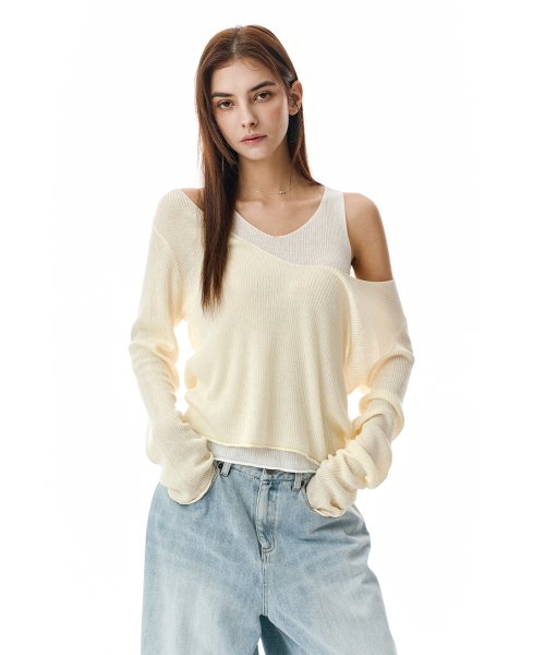 SECONDMONO（セカンドモノローグ）の「V Neck Layered Knit Set [BUTTER]_SEWKT011BUTTER（ニット/セーター・レディース・その他・F）」の4枚目の写真
