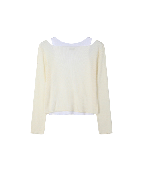 SECONDMONO（セカンドモノローグ）の「V Neck Layered Knit Set [BUTTER]_SEWKT011BUTTER（ニット/セーター・レディース・その他・F）」の6枚目の写真