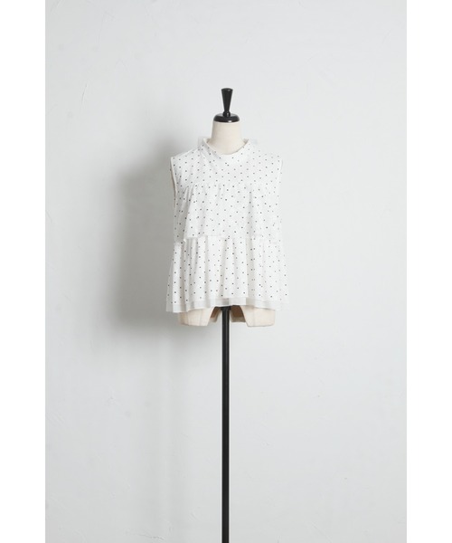 tocco closet(トッコ クローゼット)の「後ろリボン付きフラワーレース×ハートドットボリュームフリルブラウス(シャツ/ブラウス・レディース・ホワイト/ブラック・M)」の12枚目の写真