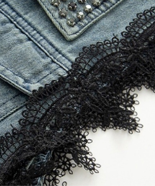LA POMME petit(ラポミ・プチ)の「Lace Motif Denim Vest(ベスト・レディース・ブルー・FREE)」の4枚目の写真
