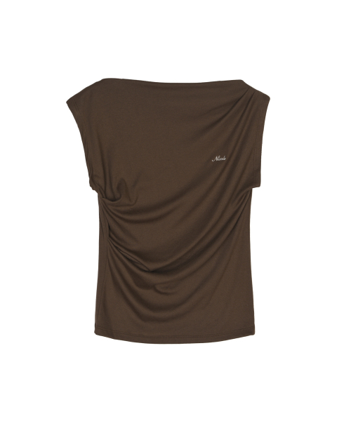 NICK&NICOLE（ニックアンドニコール）の「DRAPED SHIRRING SLEEVELESS TOP_BROWN（Tシャツ/カットソー・レディース・その他・FREE）」の4枚目の写真
