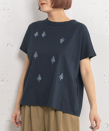 フラワー刺繍フレンチTee