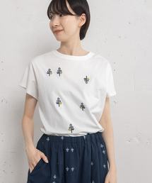 POU DOU DOU | フラワー刺繍フレンチTee(Tシャツ/カットソー)