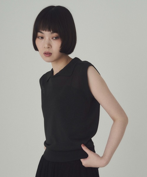 SOYEN(ソイエン)の「襟付きレイヤード風シアーニット(ニット/セーター・レディース・グレー/ブラック・F)」の16枚目の写真