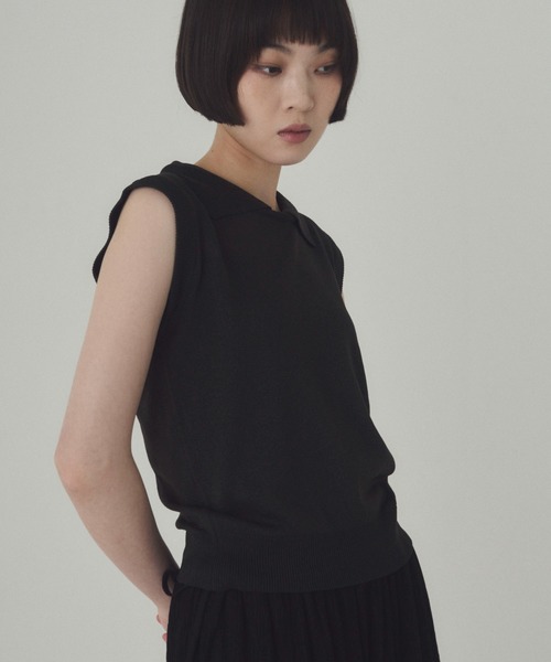 SOYEN(ソイエン)の「襟付きレイヤード風シアーニット(ニット/セーター・レディース・グレー/ブラック・F)」の19枚目の写真