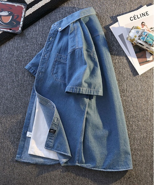 DOUBLE STEAL(ダブルスティール)の「DSデニムワーク半袖シャツ(シャツ/ブラウス・メンズ・インディゴブルー/ブルー・X-LARGE/LARGE/MEDIUM)」の3枚目の写真