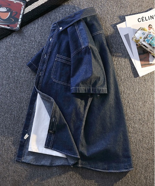 DOUBLE STEAL(ダブルスティール)の「DSデニムワーク半袖シャツ(シャツ/ブラウス・メンズ・インディゴブルー/ブルー・X-LARGE/LARGE/MEDIUM)」の6枚目の写真