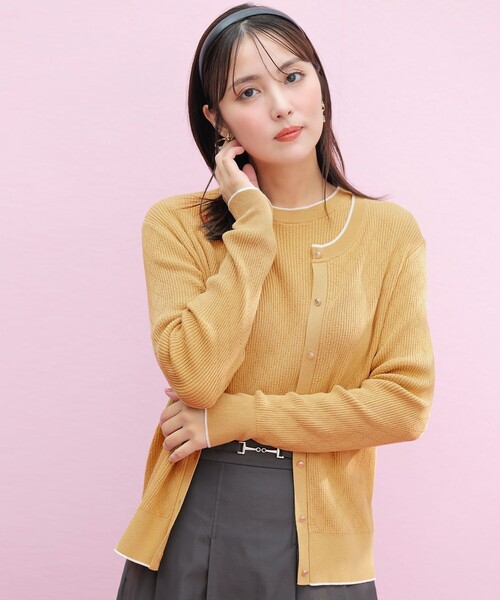 ANY SIS(エニィスィス)の「ダイヤリブ カーディガン(カーディガン/ボレロ・レディース・ローズ系/黄土色系/イエロー系/ピンク系/ライトグレー系/ネイビー系・X-LARGE)」の4枚目の写真