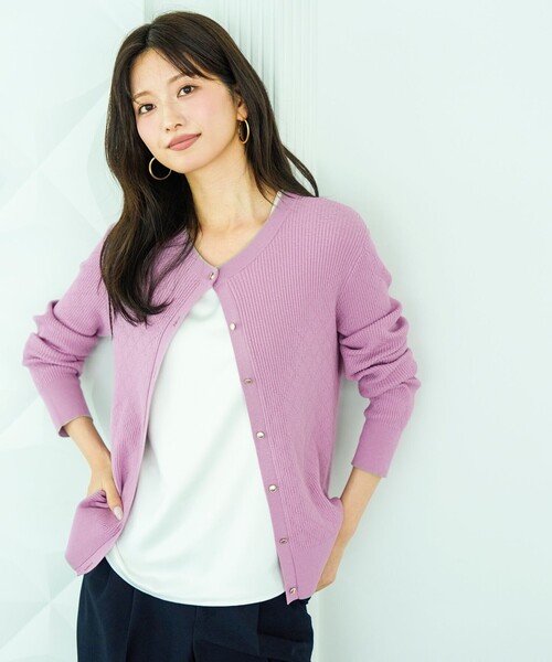 ANY SIS(エニィスィス)の「ダイヤリブ カーディガン(カーディガン/ボレロ・レディース・ローズ系/黄土色系/イエロー系/ピンク系/ライトグレー系/ネイビー系・X-LARGE)」の10枚目の写真