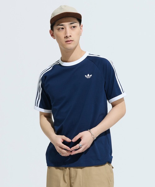 adidas(アディダス)の「スリーストライプス Tシャツ / アディダスオリジナルス adidas Originals(Tシャツ/カットソー・メンズ・ブルー・X-LARGE/X-SMALL/XX-LARGE/MEDIUM/SMALL/LARGE/3XL)」の1枚目の写真