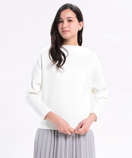 ROPE' PICNIC(ロペピクニック)の「ポンチボートネックプルオーバー(Tシャツ/カットソー・レディース・ネイビー/グレー/オフホワイト・38)」の2枚目の写真