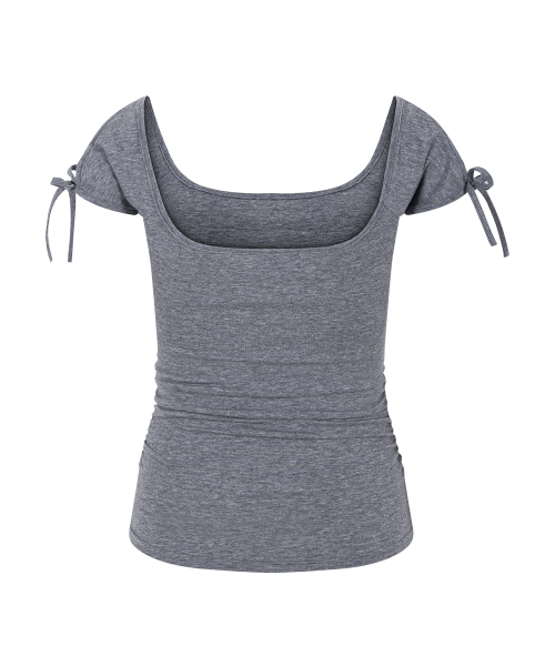 PLEASENOFOLLOW(プリーズノーフォロー)の「Vane Shirring Short Sleeve Top (Melange Grey)(Tシャツ/カットソー・レディース・その他・FREE)」の3枚目の写真
