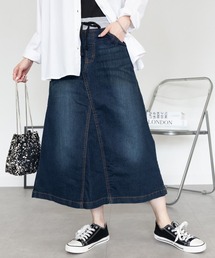 ウエストリブ デニムロングスカート