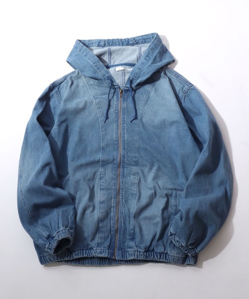 SITRY(シトリー)の「Denim Zip Hoodie/デニムパーカー デニムジャケット ブルゾン フルジップパーカー フーディー(デニムジャケット・メンズ・ネイビー/ライトグレー/ブラック/ライトブルー・M/L/LL)」の3枚目の写真