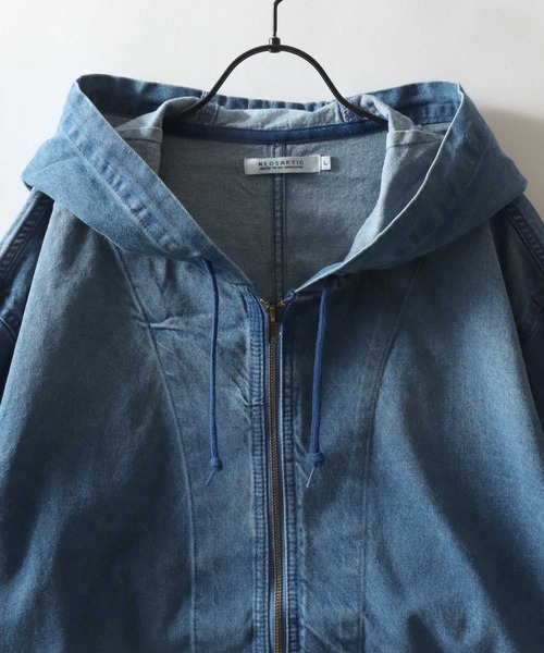 SITRY(シトリー)の「Denim Zip Hoodie/デニムパーカー デニムジャケット ブルゾン フルジップパーカー フーディー(デニムジャケット・メンズ・ネイビー/ライトグレー/ブラック/ライトブルー・M/L/LL)」の10枚目の写真