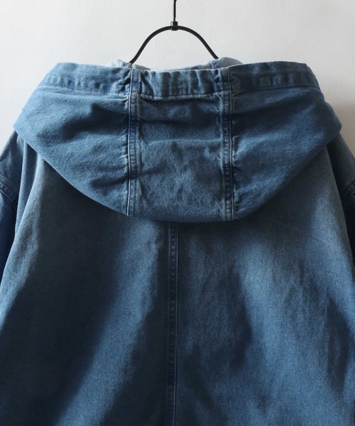 SITRY(シトリー)の「Denim Zip Hoodie/デニムパーカー デニムジャケット ブルゾン フルジップパーカー フーディー(デニムジャケット・メンズ・ネイビー/ライトグレー/ブラック/ライトブルー・M/L/LL)」の11枚目の写真
